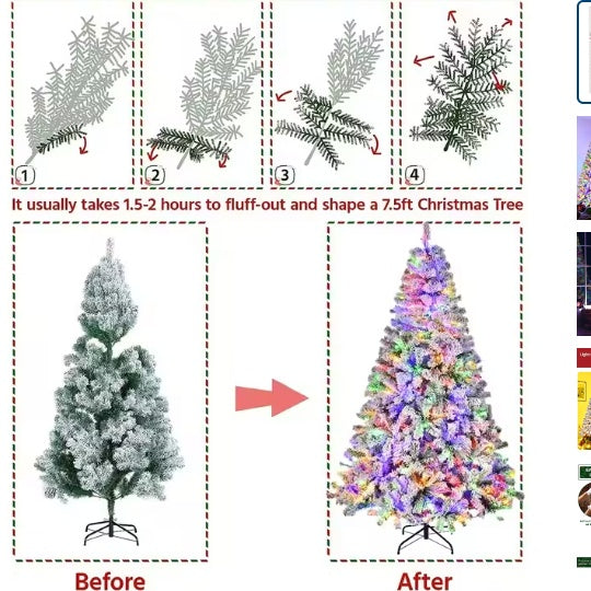 Xmas Tree W  Remote-Controlled 250 Multi-Color Lights Decor