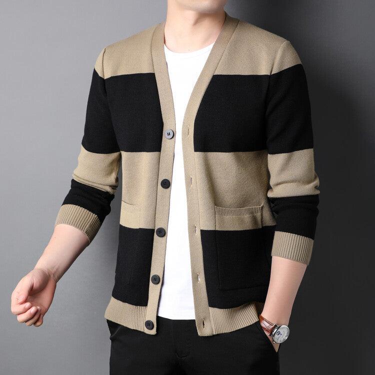 Long Sleeve Color Matching Casual Sweater Coat - WOMONA.COM
