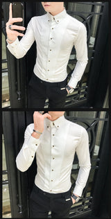 Slim Korean Business Casual Youth White Shirt