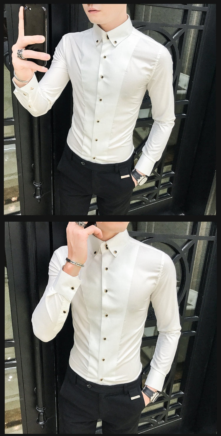 Slim Korean Business Casual Youth White Shirt