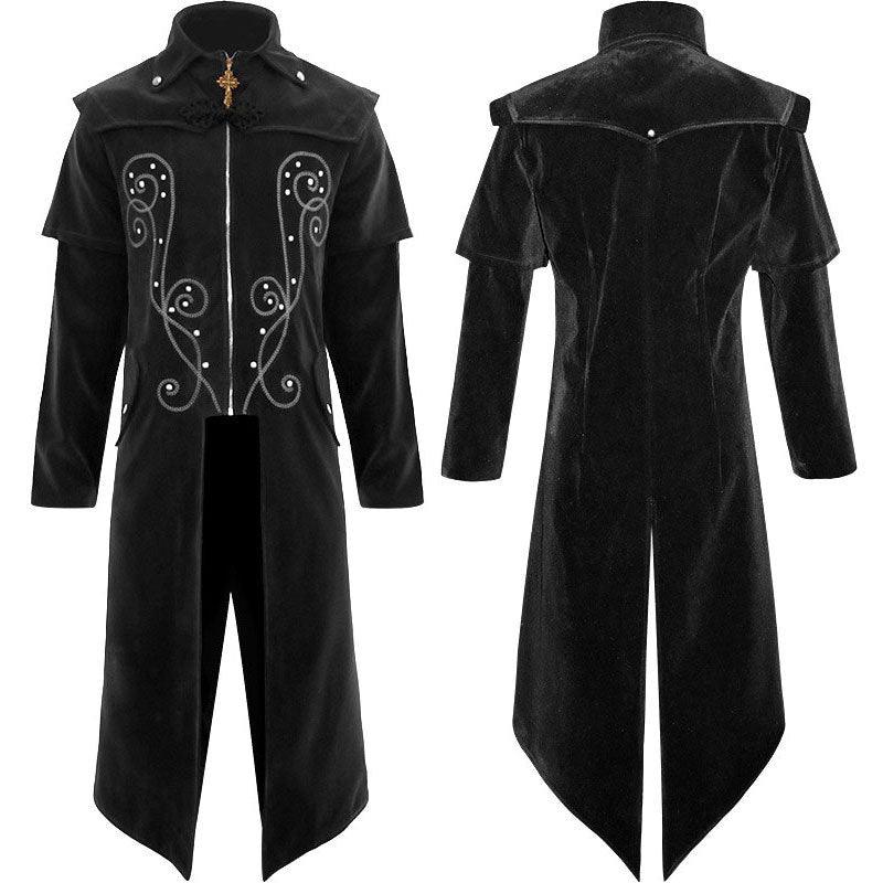 Men's Gothic Halloween Coat Stand Collar Jacket - WOMONA.COM