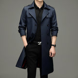 Double Breasted Men's Long Trench Coat - WOMONA.COM