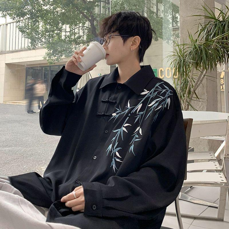 Bamboo Embroidered Long-sleeved Shirt - WOMONA.COM