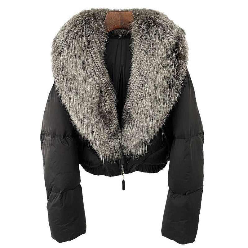 Fox Fur Collar Thick Short Down Jacket Coat