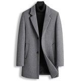 Casual Men's Blazer Collar Single Breasted Wool Jacket - WOMONA.COM