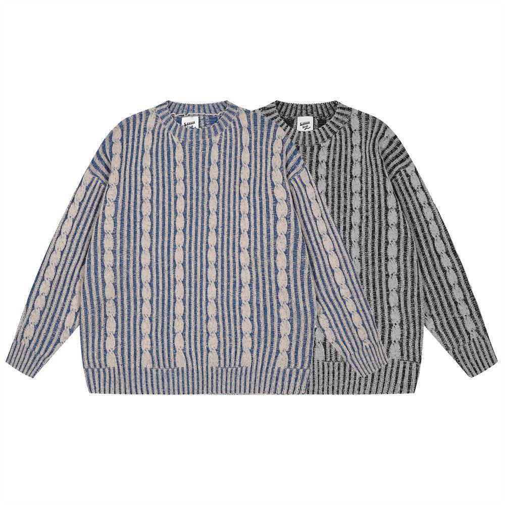 Fashion Vertical Stripes Casual Sweater Men - WOMONA.COM