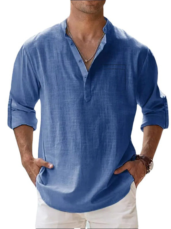 Casual Men's Loose Fitting Shirt With Long Sleeves - WOMONA.COM