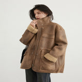 Women's Lamb Wool Reverse Coat - WOMONA.COM