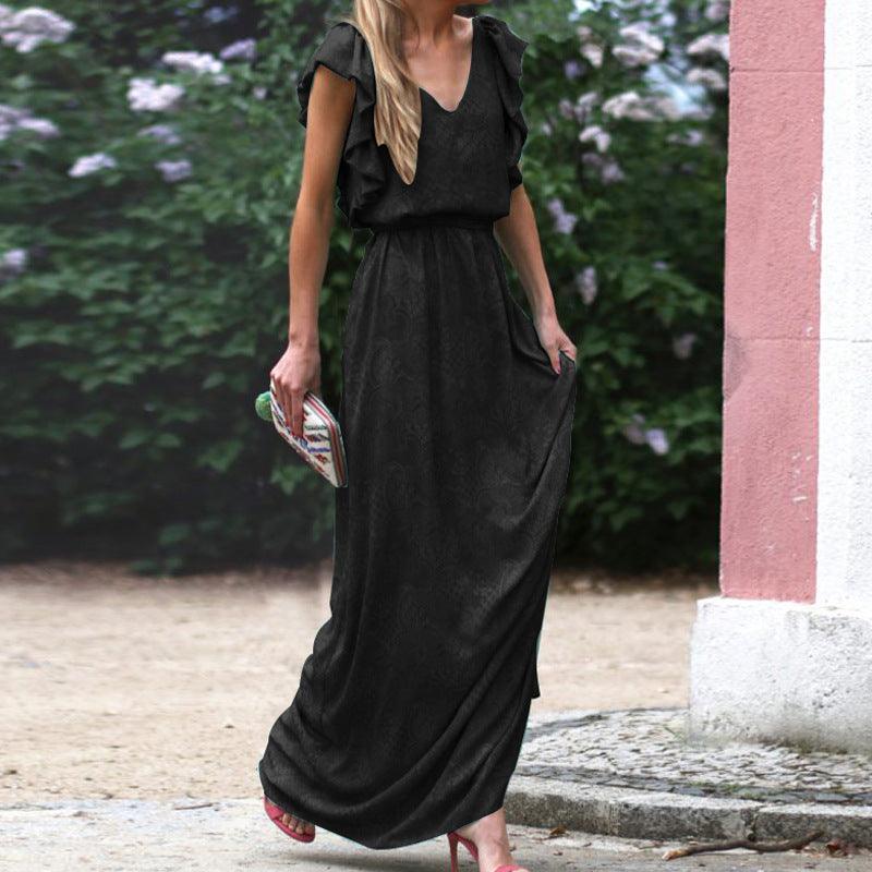 Wear V-neck Summer Sleeveless Printed Long Dress - WOMONA.COM