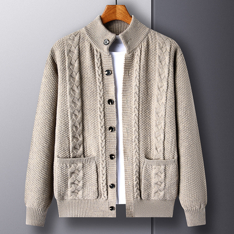 Retro Jacquard Loose-fitting Sweater Jacket - WOMONA.COM