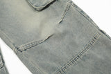 Punk Old Wash Denim Cargohose Herren