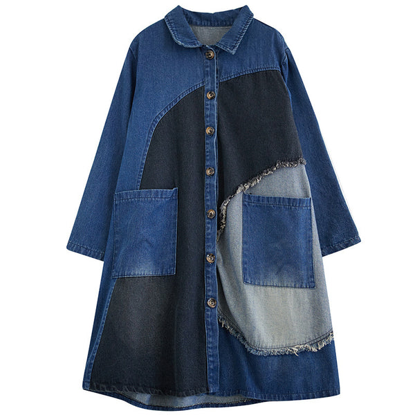 Autumn Japanese New Retro Wash Plus Size Denim Coat - WOMONA.COM