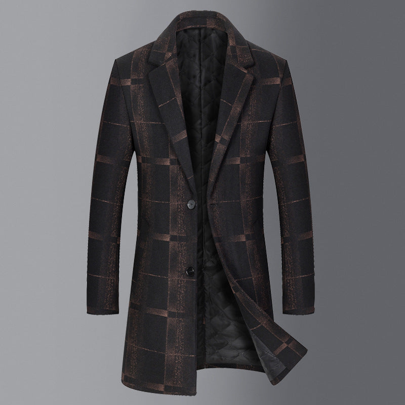 Men's Mid-length Slim Woolen Woolen Coat - WOMONA.COM