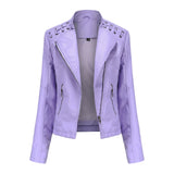 Slim Fit Thin Leather Coat Women's - WOMONA.COM