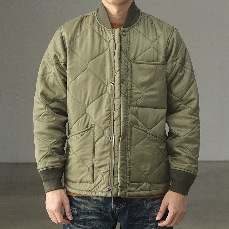 Men's Army Green Quilted Pilot Jacket - product view 1