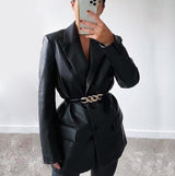 Winter Suit Collar Fashion Casual Leather Jacket - WOMONA.COM