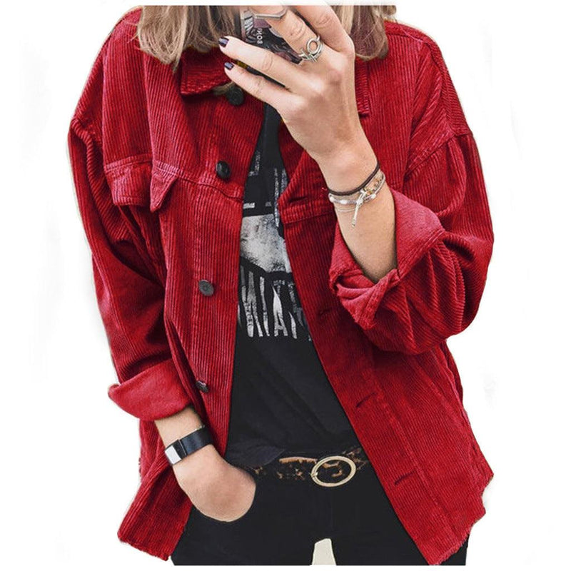 Long Sleeve Lapel Loose Thick Shirt For Women