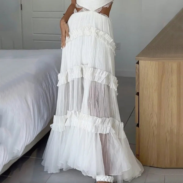 Vestido con encaje y aberturas transparentes para el hogar