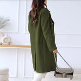 Simple Double Breasted Woolen Coat For Women