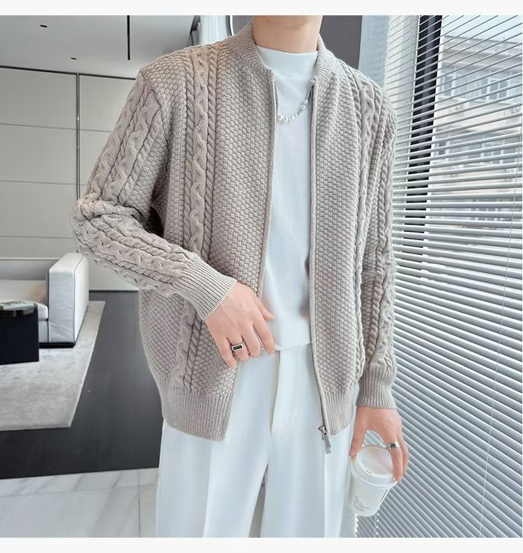 Design Sense Niche Zipper Knitted Cardigan For Men - WOMONA.COM