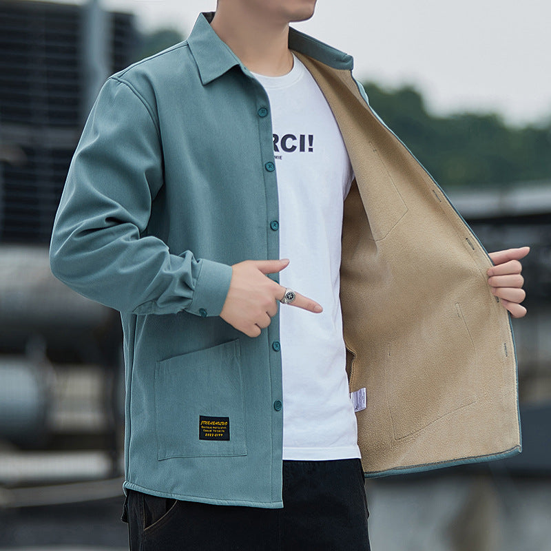 Men's Fleece-Lined Cotton Shirt Jacket