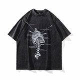 Bones Printed Loose T-shirt Men - WOMONA.COM