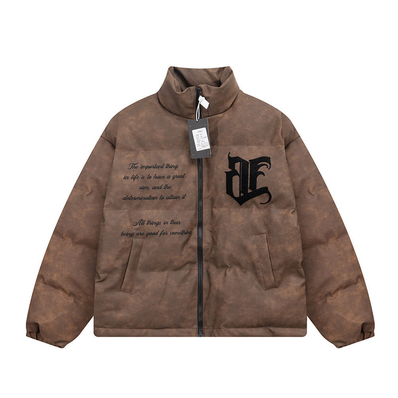 Men's Embroidered Letter Cotton-padded Jacket - WOMONA.COM