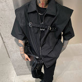 Men's Design Double Zip Sleeveless Jacket Top - WOMONA.COM