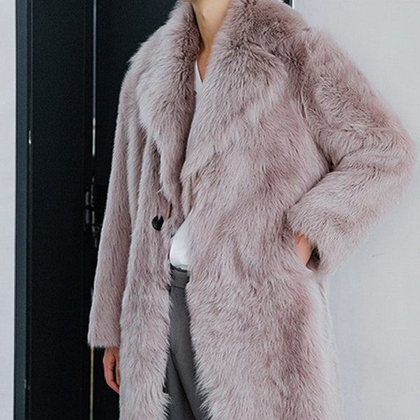 Men's Imitation Fox Fur Coat Fur Trench Coat Large - WOMONA.COM