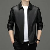 Lapel Ecological Real Leather Clothes Coat Leather Jacket Men - WOMONA.COM