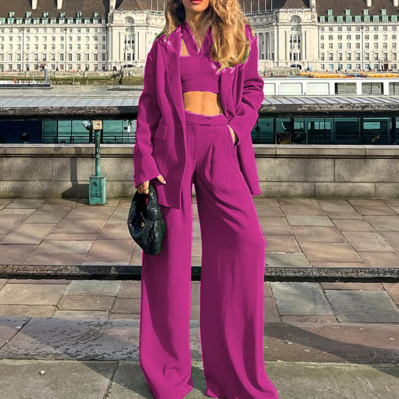 Fashion Long Sleeve Coat And Trousers Suit - WOMONA.COM