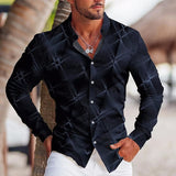 Colorful Printed Long Sleeve Lapel Shirt For Men - WOMONA.COM