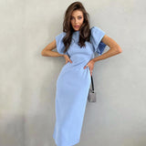 Women's Fashion Casual Temperament High Waist Sheath Dress - WOMONA.COM