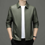 Lapel Ecological Real Leather Clothes Coat Leather Jacket Men - WOMONA.COM