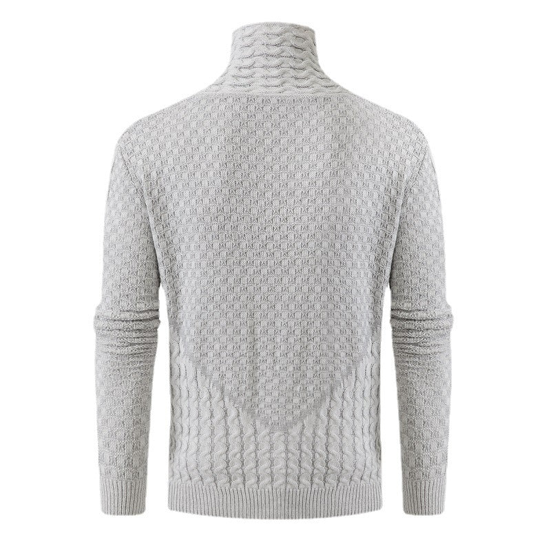 Men's Long Sleeve Half Turtleneck Knitted Sweater - WOMONA.COM