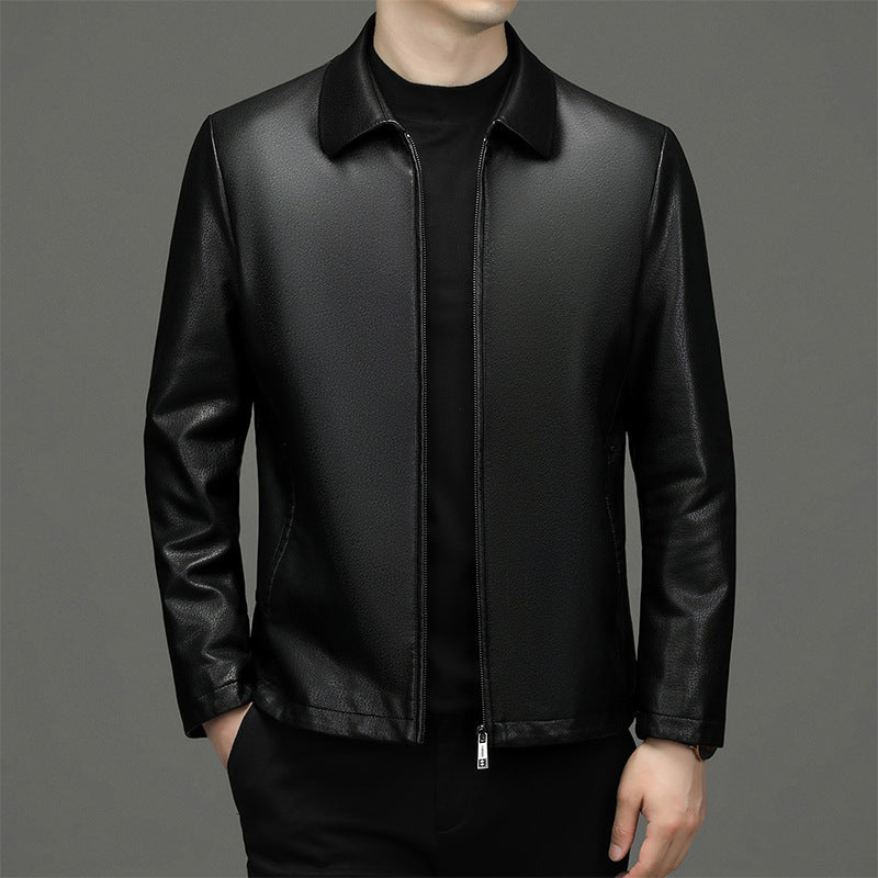 Lapel Ecological Real Leather Clothes Coat Leather Jacket Men - WOMONA.COM