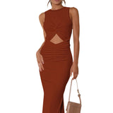 Women's Sleeveless Hollow-out Hem Dress - WOMONA.COM