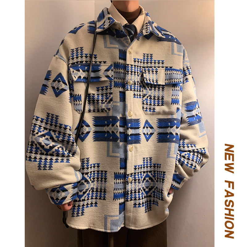 Large Size Woolen Jacket Men's Casual Loose Shirt Coat - WOMONA.COM