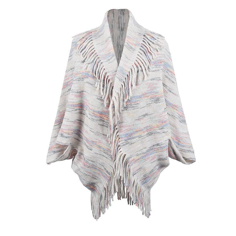 Drizzling Colorful Striped Tassel Women's Shawl - WOMONA.COM