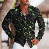 Colorful Printed Long Sleeve Lapel Shirt For Men - WOMONA.COM