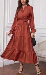 Summer Solid Color Long Sleeve Women Dress Ladies - WOMONA.COM