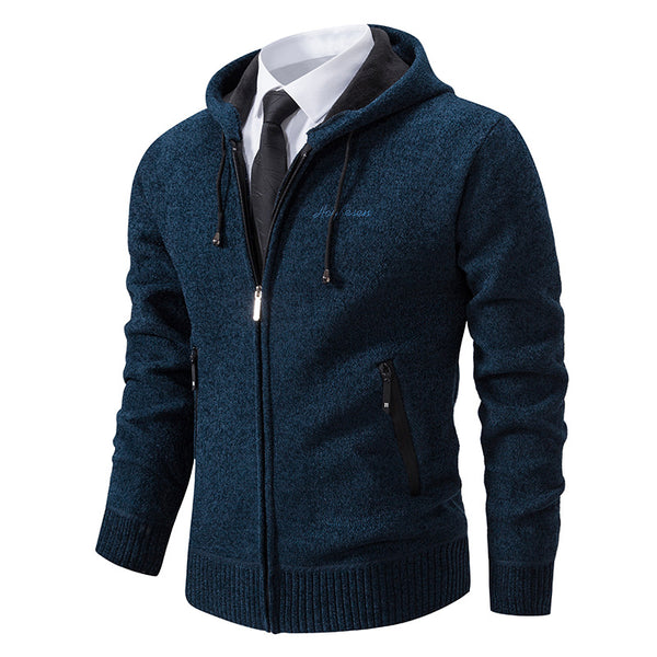 Men's Solid Color Sweater Cardigan Knitted Coat - WOMONA.COM