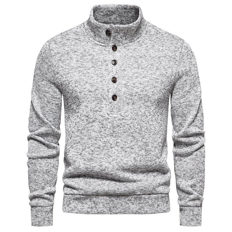 Men's Turtleneck Buttons Pullover Casual Loose - WOMONA.COM