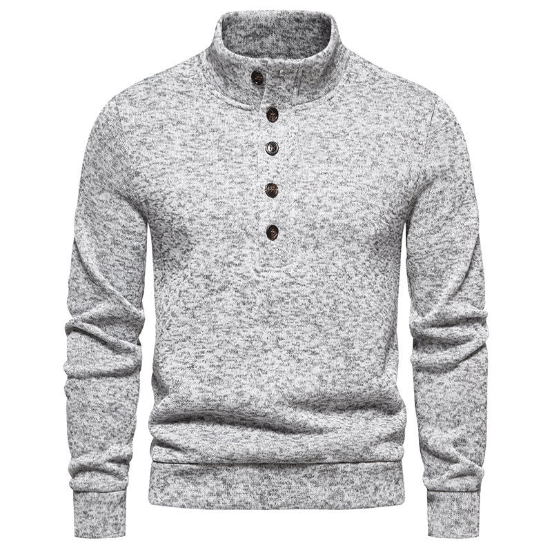 Men's Turtleneck Buttons Pullover Casual Loose - WOMONA.COM