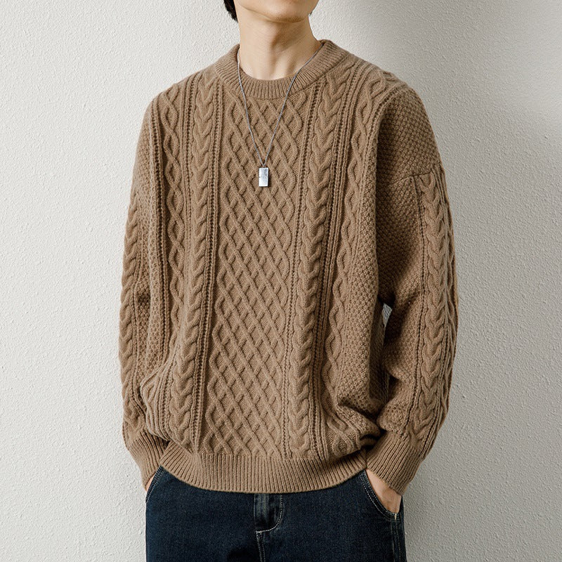 Round Neck  Men's Knitted Sweater - WOMONA.COM