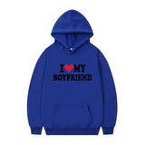 I Love My Boyfriend Print Hoodie Sweatshirt Pullover