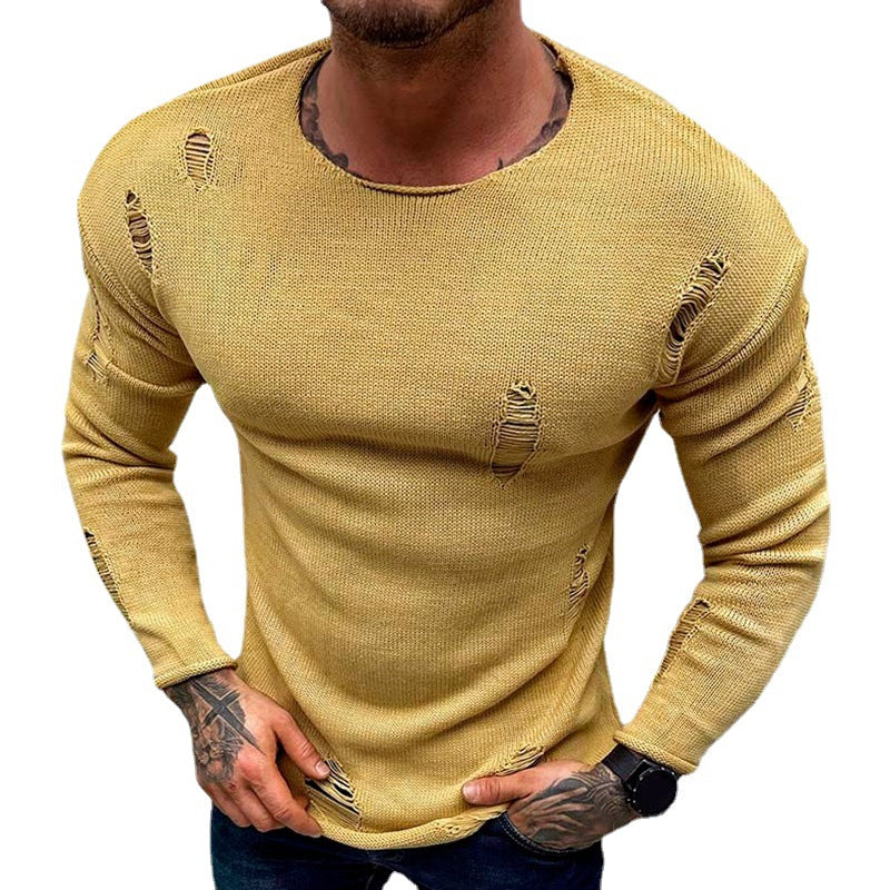 Men's Summer New Ripped Sweater - WOMONA.COM