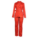 Women's Black Polka Dot Long Sleeve Two-piece Suit - WOMONA.COM