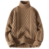 Vintage Jacquard Turtleneck Thick Sweater Men - WOMONA.COM