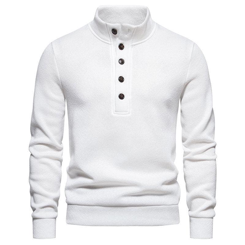 Men's Turtleneck Buttons Pullover Casual Loose - WOMONA.COM